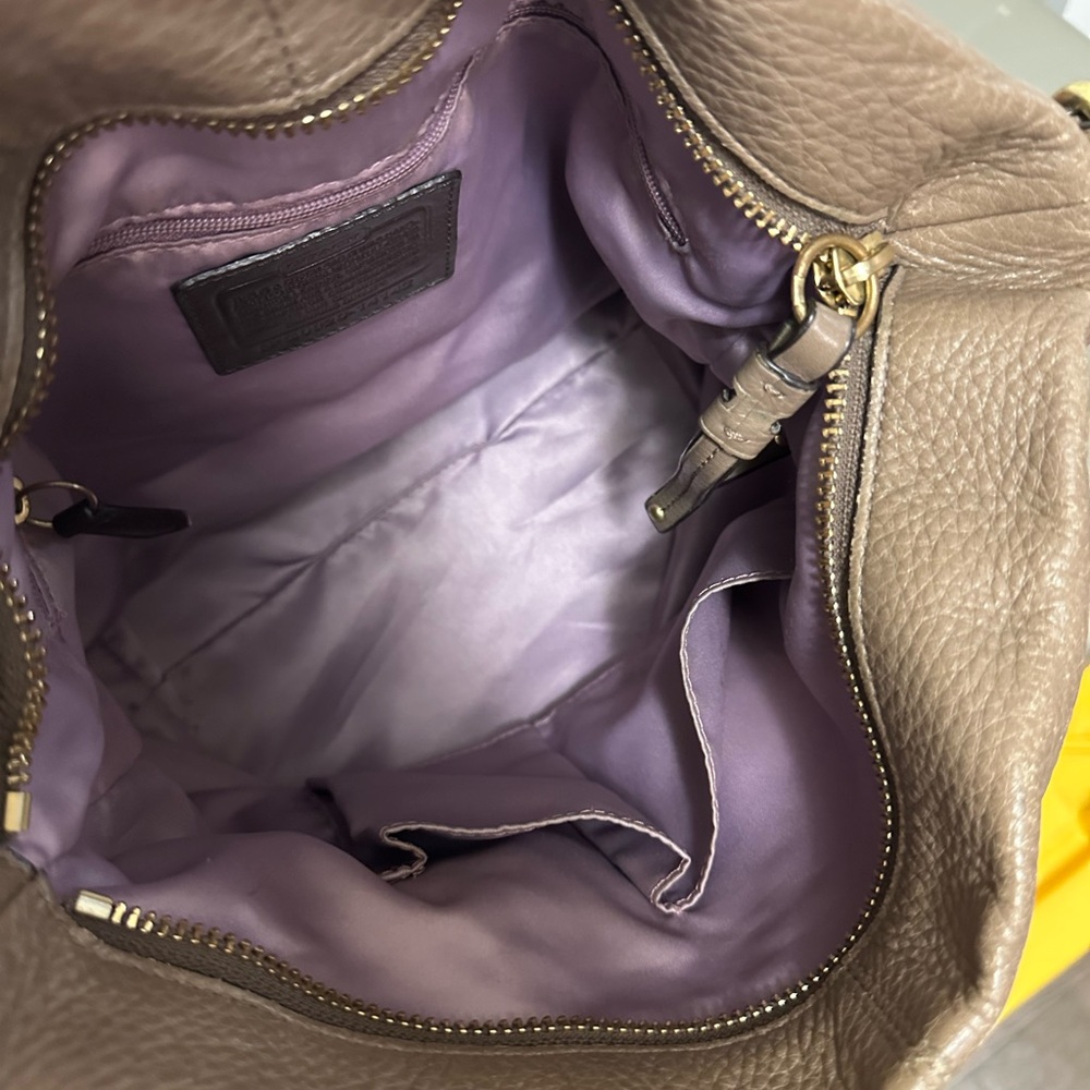 Coach Brooke Taupe Leather Shoulder Bag with Gold Accents - Picture 6 of 11